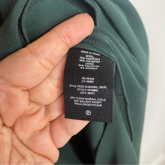Theory Desza Admiral Crepe Dress in Hunter Green - Picture 5 of 10